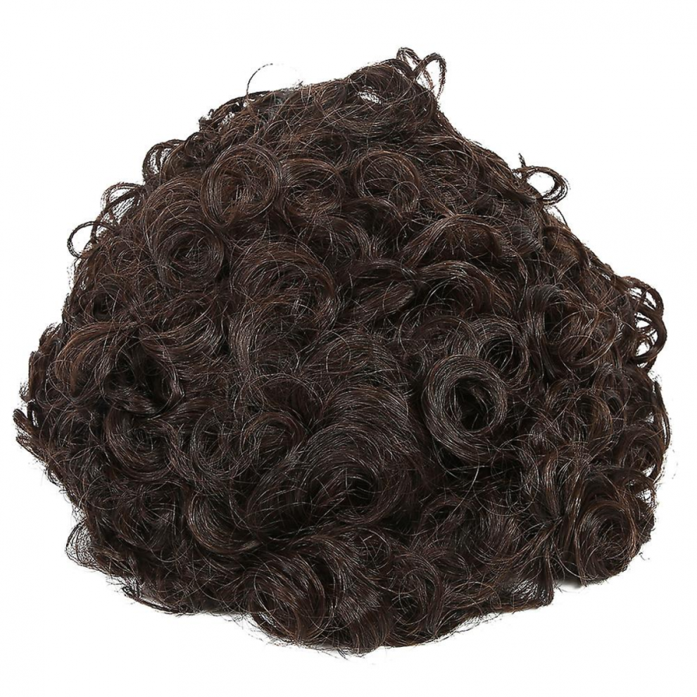Unisex Brown Short Curly Wavy Synthetic Hair Wig For Party Cosplay