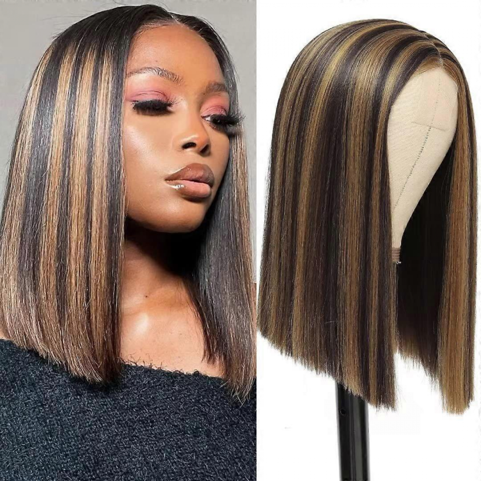 Short Synthetic Bob Wig For Black Women 4/27 Highlight Ombre Bob Wig Straight