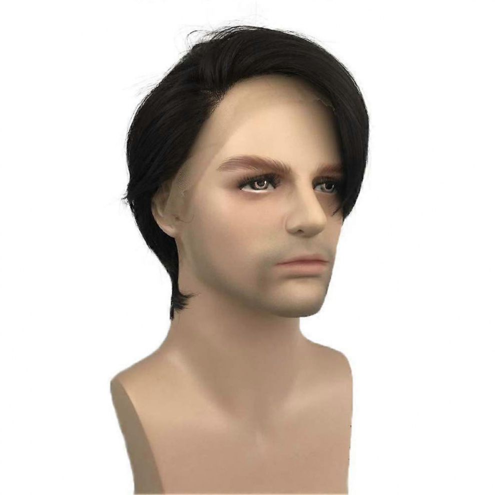 Unisex Lace Front Wig Men Hair Short Straight Synthetic Wigs Heat Resistant Fiber
