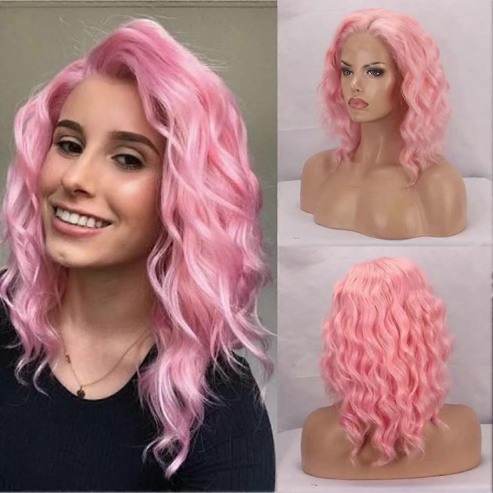 Light Pink Wigs for Women Loose Curly Wig Synthetic Hair Heat Resistant Fiber