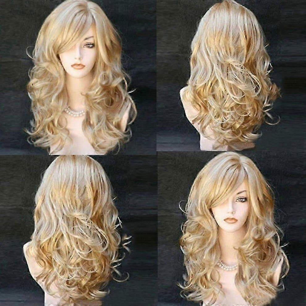 Unisex Wig Blonde Wigs Wavy Curly Long Heat Fiber Costume Party Wigs For Women