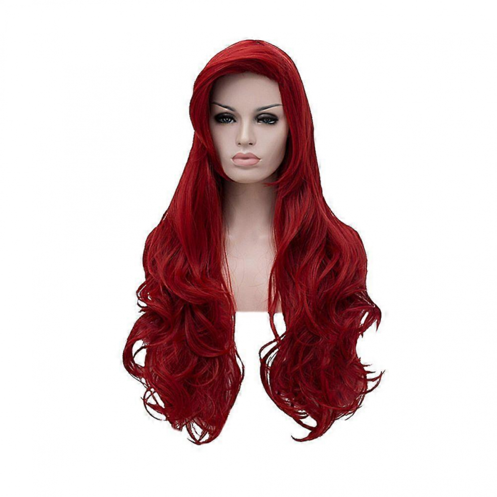 Unisex 1Pc Long Curly Wig Fashion High Temperature Fiber Cosplay Hairpiece For Halloween Party Claret