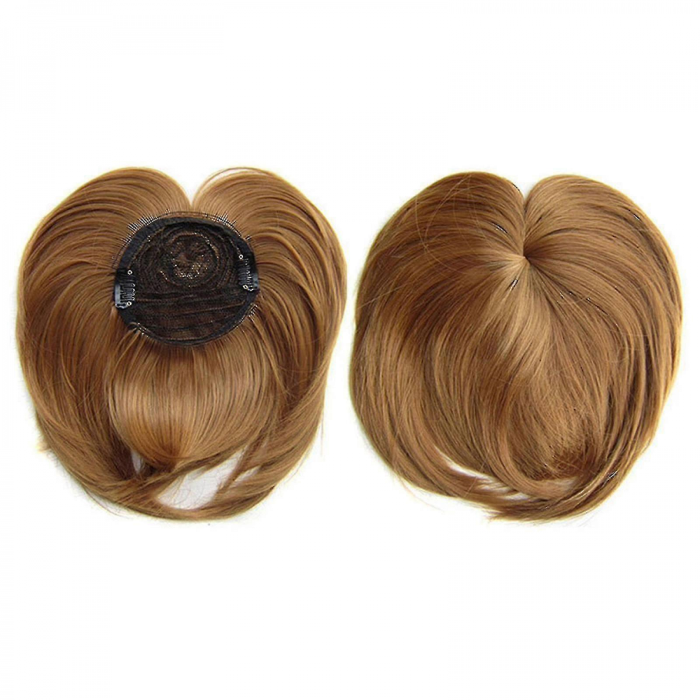 Unisex Seamless Silks-Base Hair Topper Fringe Hairpiece Straight Clip In Forehead Topper