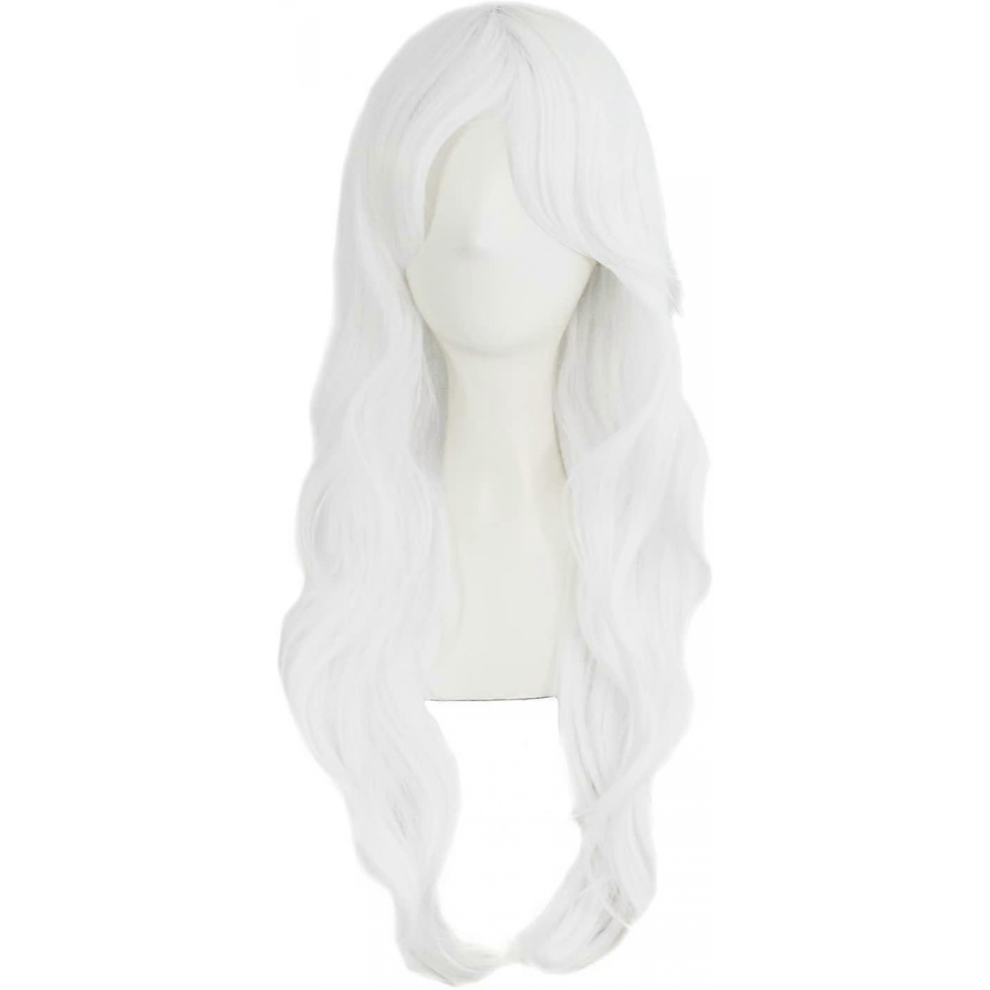 Unisex White Long Curly Hair End Costume Cosplay Wig (White) 28