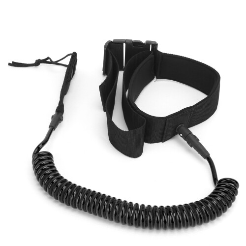 Premium TPU Heliciform Surfboard Leash mit hoch elastischem Zugseil, schwarz