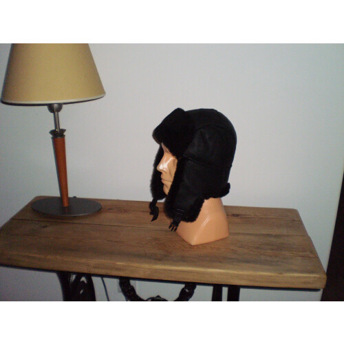 Real Sheepskin Pilot Trapper Hat Size L. 1