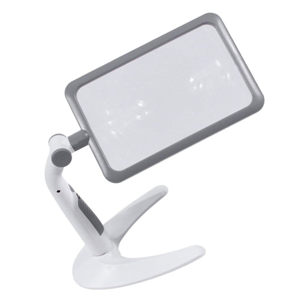 Light/Grey Led Magnifying Desk Lamp For Seniors, Portable Ed Magnifier With 3X Magnification, Abs Material