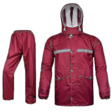 (3XL, Red) Women Rain Suit Jacket Trouser Suit Raincoat Outdoor Waterproof Anti-storm