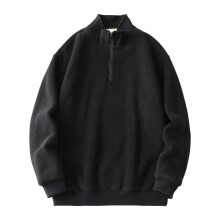 Half Zip Pullover Men's Fleece Sweatshirt Long Sleeve Black Turtleneck Outdoor Jumper Comfortable Quarter Zip Top