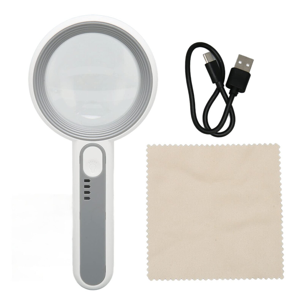 Magnifying Glass with Rechargeable LED Light, 3 Light Modes, Handheld Design for Reading and Optical Lens Inspection