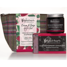 Highland Soap Co Scottish Wild Raspberry Organic Soap And Cream Gift Set