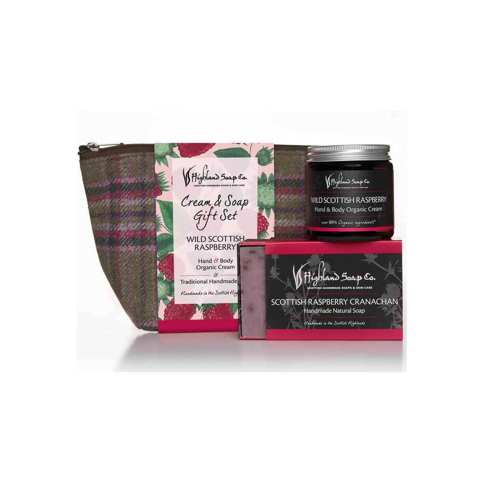 Highland Soap Company Cream Highland Soap Co Scottish Wild Raspberry Organic Soap And Gift Set