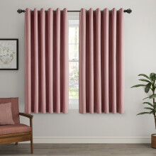 (Blush Pink, 66" X 54" - (168cm x 137cm)) Thermal Insulated Curtains 100% Blackout Ring-Top Eyelet Curtain Panel with Tiebacks