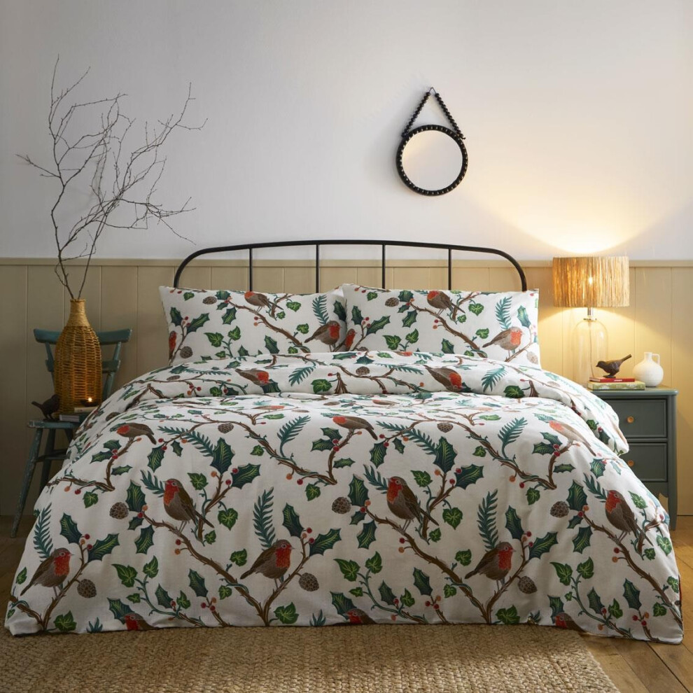 Homemaker Bedding (Double) Christmas Duvet Set Robins Holly Traditional Festive Xmas Bedding Red