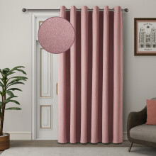 (Blush Pink, 66" X 84" - (168cm x 210cm)-Single Panel Door Curtain.) Thermal Insulated Curtains 100% Blackout Ring-Top Eyelet Curtain Panel with Tiebacks