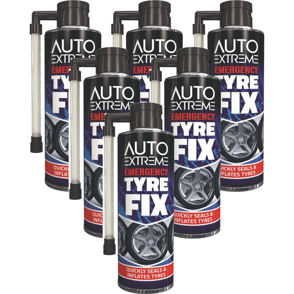 6 X 300Ml Quick Fix Car Emergency Flat Tyre Puncture Repair Inflate 5061097234391