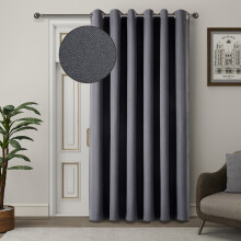 (Charcoal, 66" X 84" - (168cm x 210cm)-Single Panel Door Curtain.) Thermal Insulated Curtains 100% Blackout Ring-Top Eyelet Curtain Panel with Tiebacks