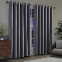 (Charcoal, 90" X 90" - (228cm x 228cm)) Thermal Insulated Curtains 100% Blackout Ring-Top Eyelet Curtain Panel with Tiebacks