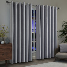 (Grey, 90" X 90" - (228cm x 228cm)) Thermal Insulated Curtains 100% Blackout Ring-Top Eyelet Curtain Panel with Tiebacks