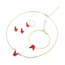 Butterfly Jewelry Set for Girls, Necklace with Pendant, Adjustable, Bracelet, Rings, Earrings in Different Colors
