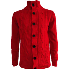 Men's Long Sleeve Button Down Knitted Jumper Cardigan 3XL Rot Lightweight Ribbed Collar Casual Pullover for Autumn Winter