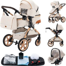 YAZOCO - Cochecito combinado 3en1 - Con capazo-asiento de auto - Hasta 15Kg - Blanco