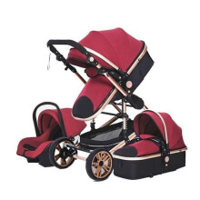 BAZARLAND30 Carrito 3 en 1 Bebé Combinado Silla-Coche Capazo Trio Reversible Ajustable Alta Calidad Ruedas Increíbles Cochecito Rojo