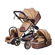 BAZARLAND30 Cochecito 3 en 1 Bebé Combinado Silla de Auto Capazo Trío Reversible Ajustable Alta Calidad Ruedas Increíbles Silla Khaki