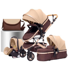 BAZARLAND30 Cochecito 3 en 1 Bebé Combinado Silla de Auto Capazo Trío Reversible Ajustable Alta Calidad Ruedas Increíbles Silla Khaki