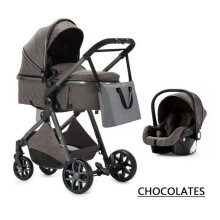 BAZARLAND30 Cochecito 3 en 1 Bebé Combinado Silla-Auto Capazo Trio Reversible Alta Calidad Ruedas Increíbles Silla. chocolate