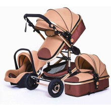 Combinatie Trio Pakket 3 in 1 Babysysteem Bruin Hoog Shockabsorberend Vouwbaar Autostoeltje Omkeerbaar Stevige Banden