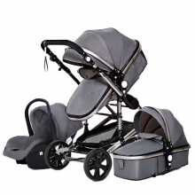 BAZARLAND30 Cochecito 3 en 1 Bebé Combinado Silla de Auto Capazo Trio Reversible Ajustable Alta Calidad Ruedas Increíbles Color Gris.
