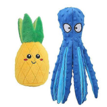 (Blue) Octopus dog toy, eco-friendly octopus plush toy, non-stuffed dog toyl