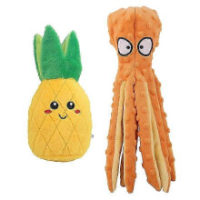 (Orange) Octopus dog toy, eco-friendly octopus plush toy, non-stuffed dog toyl
