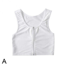 (White M) Bandage Chest Binder Zip Up Breast Binder Flat Slim Chest Supporter Shapewear p20241126458