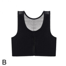(Black 3XL) Bandage Chest Binder Zip Up Breast Binder Flat Slim Chest Supporter Shapewear p20241126458