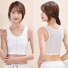 (White 2XL) Bandage Chest Binder Zip Up Breast Binder Flat Slim Chest Supporter Shapewear p20241126458