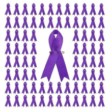 (Purple) Pack of 200 Ribbon Lapel Pin Elegant Charity Brooches Unisex Silk Fabric Safety Breast Pins for Spreading Awareness Yellowl