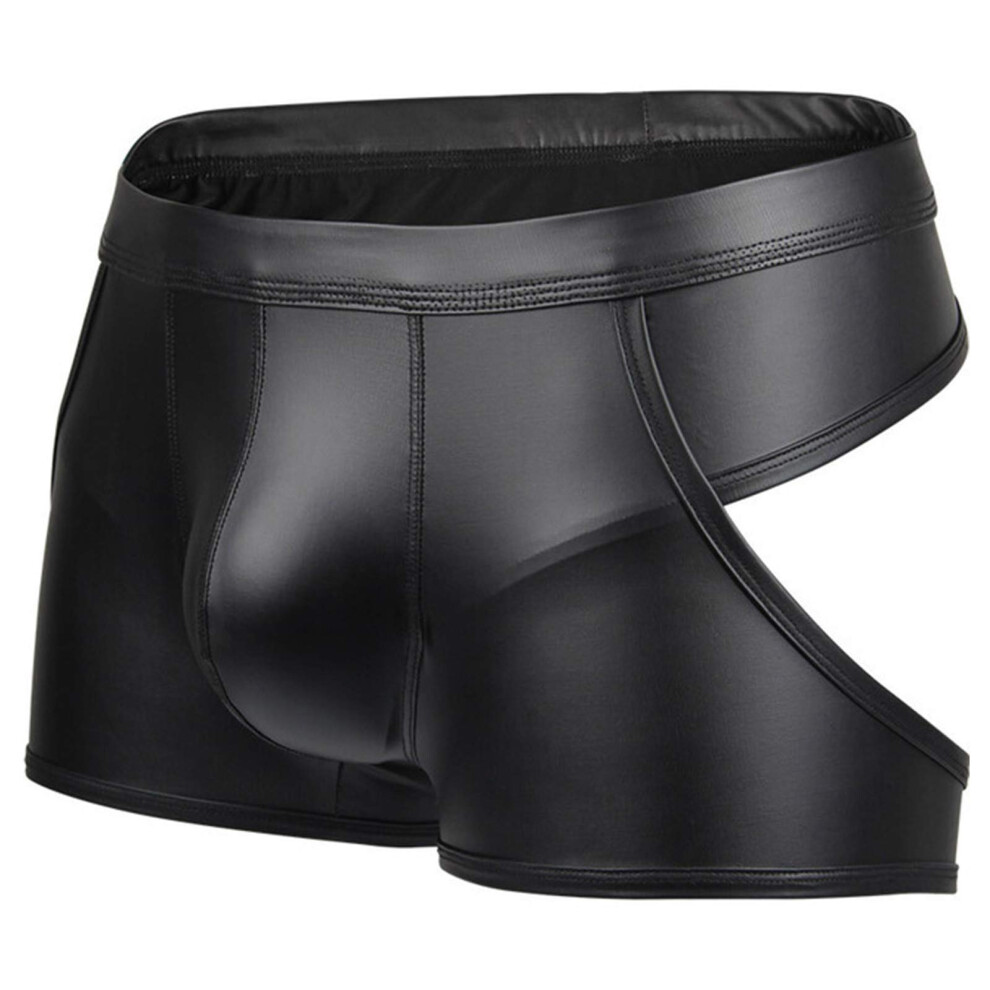 Black Leather Boxer Shorts For Men, Wetlook Stretch Retro Latex Trousers, Xl Clubwear Sexy Briefs, Patent Look Hipster Underwear