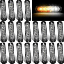 20 Pack Led Emergency Strobe Lights 6 Led Amber White Surface Mount Flashing Lights Warning Emergenc