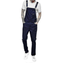 (L, Blue) Men Slim Fit Denim Jumpsuit Bib Romper Casual Overalls Dungarees