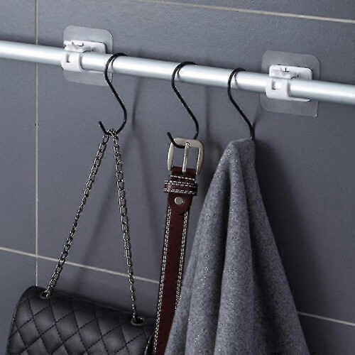 4 Pack Self Adhesive Adjustable Curtain Rod Holder Clamp Hooks Rod Bracket-yvan 1