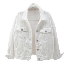 (XXL, White) Women Spring And Autumn Coats Warm Solid Long Sleeve Denim Jacket Outerwear