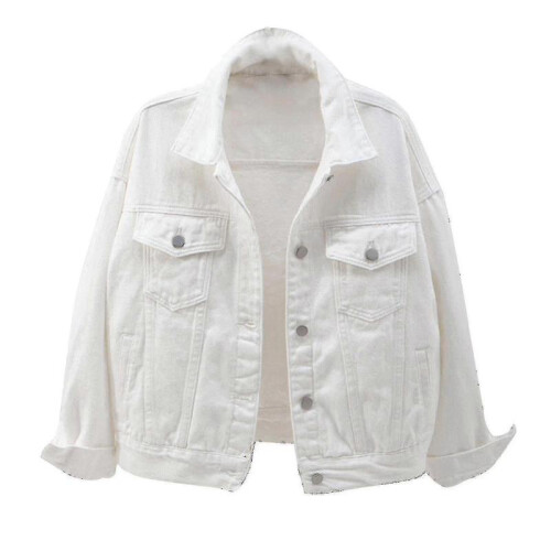 (XL,White)Women Spring And Autumn Coats Warm Solid Long Sleeve Denim Jacket Outerwear