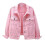 (M,Pink)Women Spring And Autumn Coats Warm Solid Long Sleeve Denim Jacket Outerwear 2