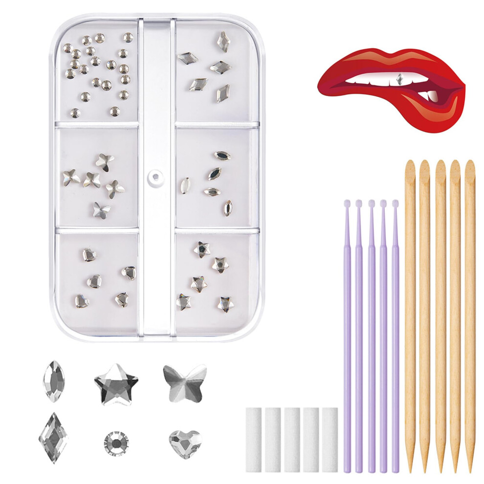 Tooth Gemstones Set, Artificial Crystal Dental Jewelry for Reflective Teeth, Fashion Tooth Crystals and Embellishments