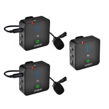 MX5 2,4G Wireless-Mikrofon-System mit Lavalier-Mikrofonen, Reichweite bis zu 50 m