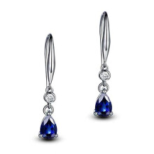 Sapphire Silver 925 Drop Earrings for Women with Created Citrine Amethyst CZ Dangle Design, Perfect Dating Gift