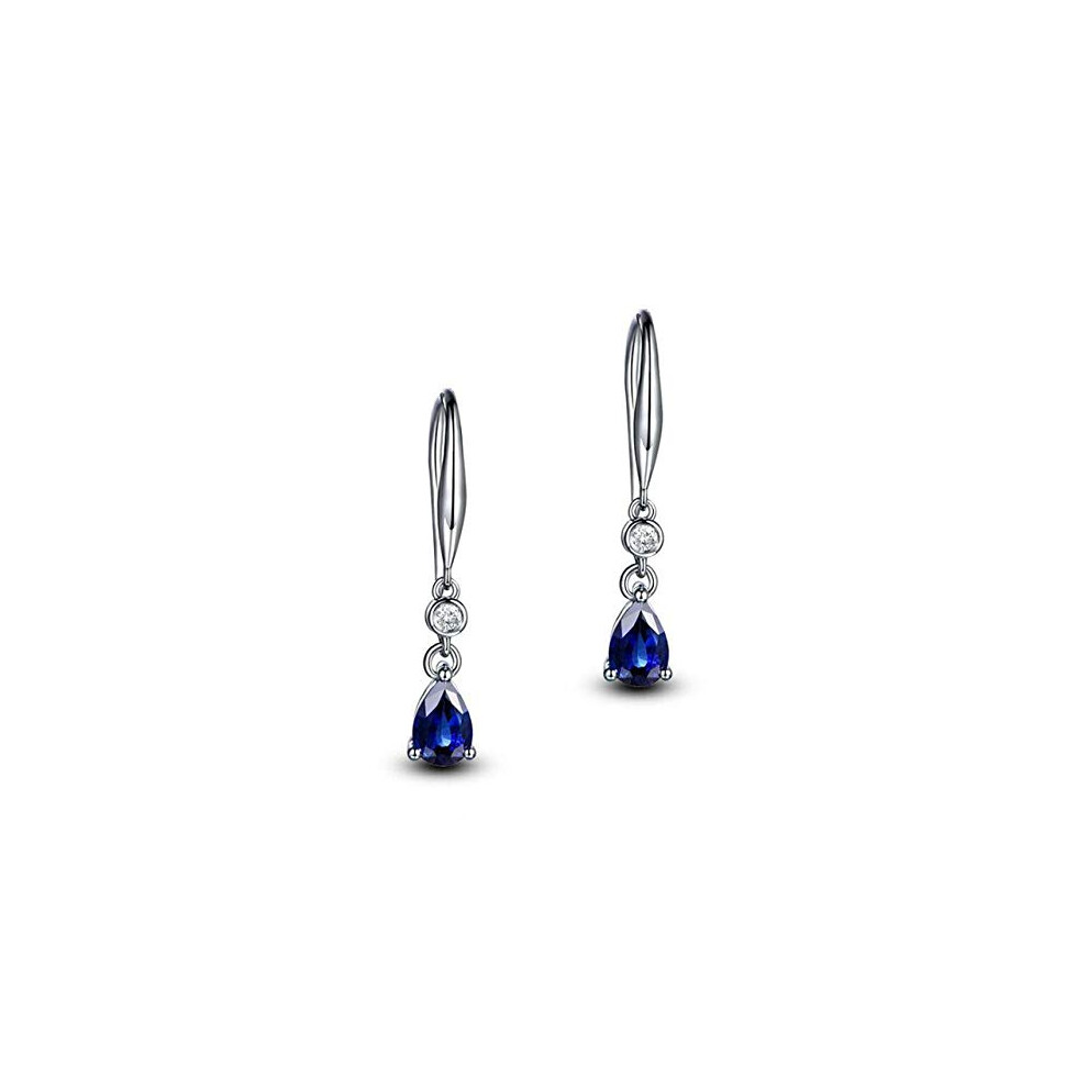 Sapphire Silver 925 Drop Earrings For Women With Created Citrine Amethyst Cz Dangle Design, Perfect Dating Gift Blue,Silver,Yellow