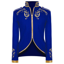 Suit Blazer Men's Vintage Prince Costume Blazer Long Sleeve Slim Fit Tuxedo Jacket in Blue for Carnival and Festive Events